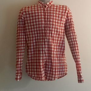 Zara Man Red Gingham Shirt sz XL